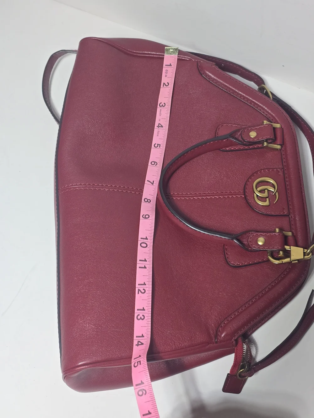 Gucci Re(Belle) Medium Wine Leather Top-Handle Satchel with Gold GG